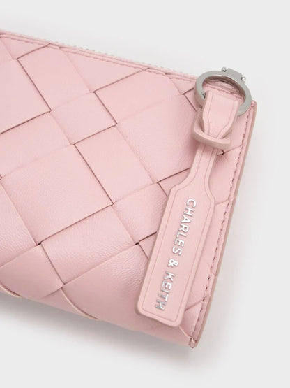 Ivette Woven Top-Zip Small Wallet - Cotton Candy Pink