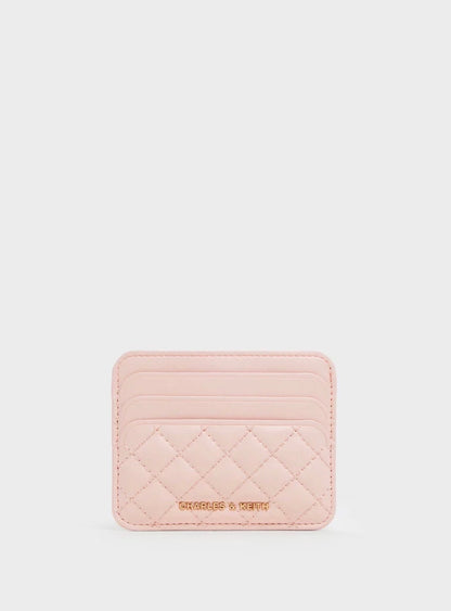 Cleo Quilted Card Holder - Soft Pink