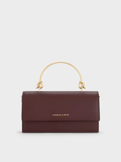 Kristine Sculptural-Handle Long Wallet - Wineberry Red