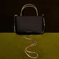 Satin Crystal-Embellished Top Handle Bag - Black