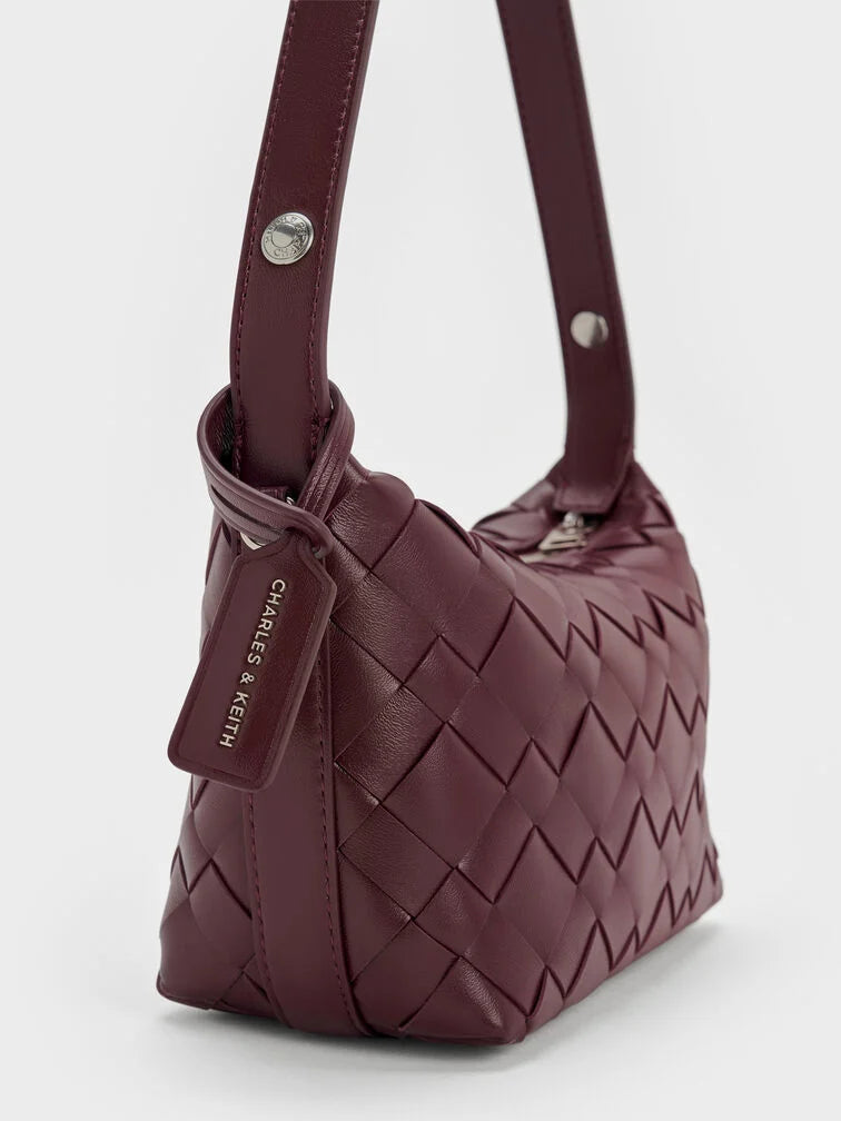 Ivette Woven Shoulder Bag - Wineberry Red