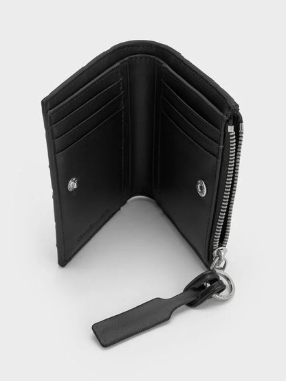 Ivette Woven Top-Zip Small Wallet - Noir