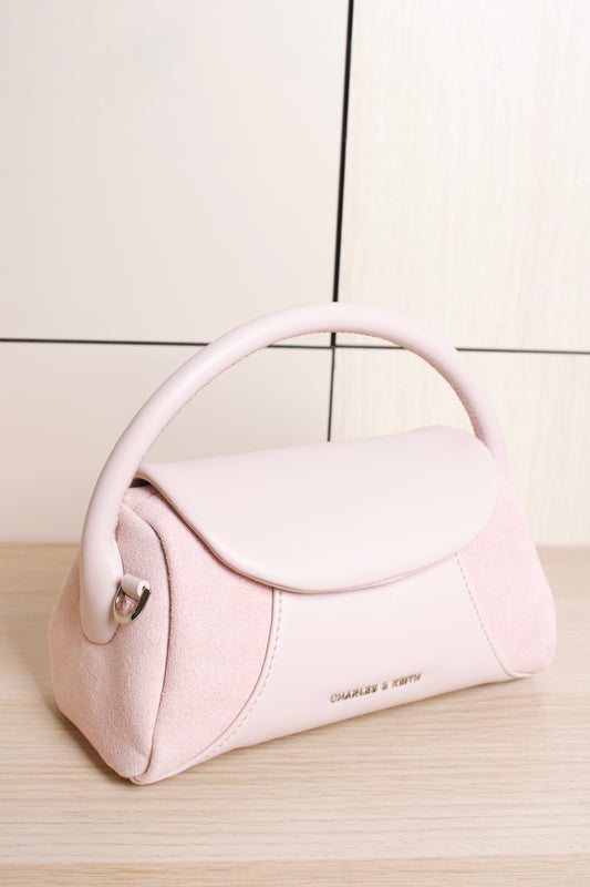 Girls' Nelly Recycled Suede Top Handle Bag - Pink
