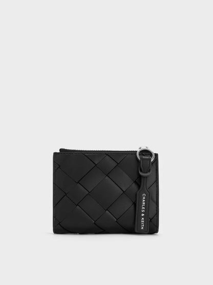 Ivette Woven Top-Zip Small Wallet - Noir
