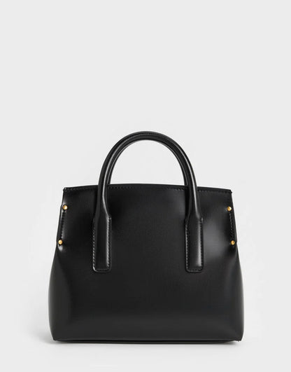 Rene Structured Top Handle Bag - Black