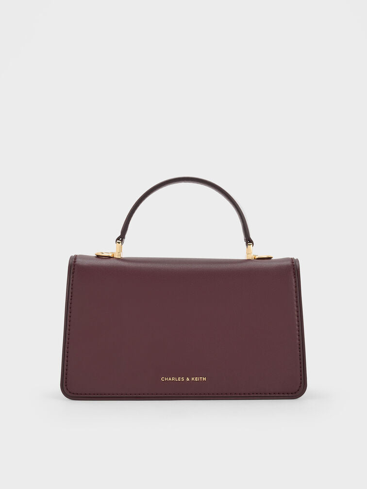 Arlet Belted Top Handle Bag - Wineberry Red