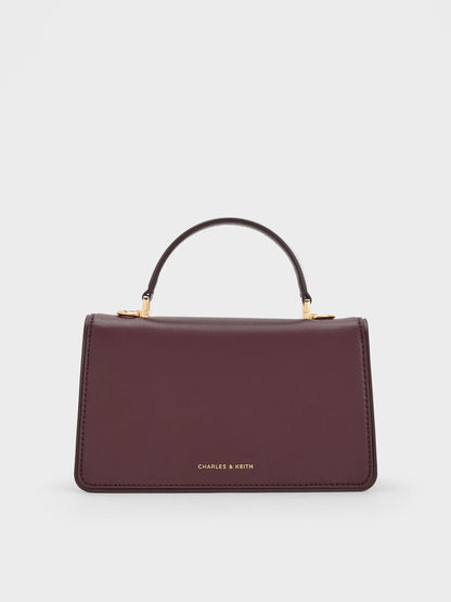 Arlet Belted Top Handle Bag - Wineberry Red