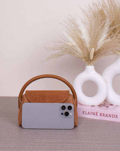 Girls' Nelly Recycled Suede & Corduroy Top Handle Bag - Brown