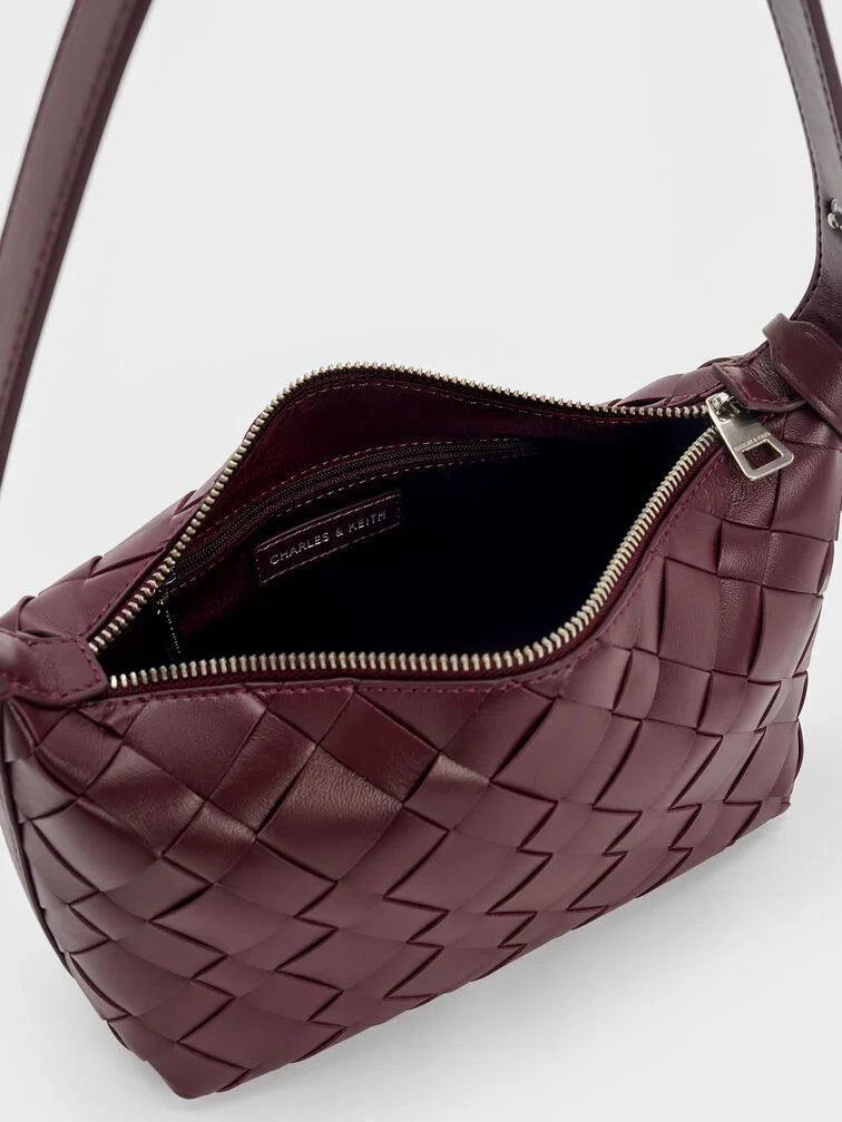 Ivette Woven Shoulder Bag - Wineberry Red