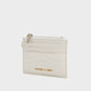 Aubrielle Stitch-Trim Zip Card Holder - Cream