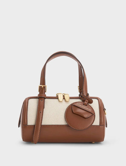 Enola Canvas Two-Tone Bowling Bag - Chocolate