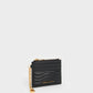 Aubrielle Stitch-Trim Zip Card Holder - Black