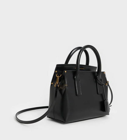Rene Structured Top Handle Bag - Black