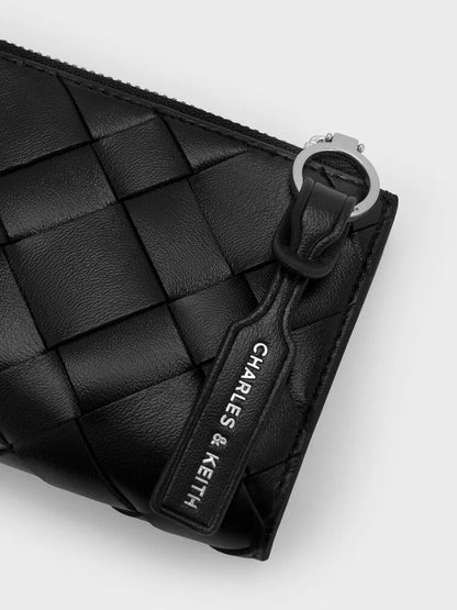 Ivette Woven Top-Zip Small Wallet - Noir