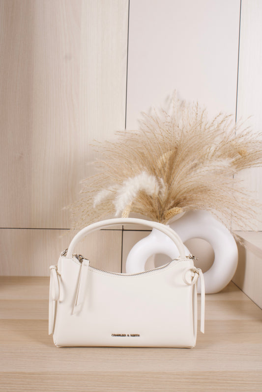 Hazel Bow Top Handle Bag - Cream