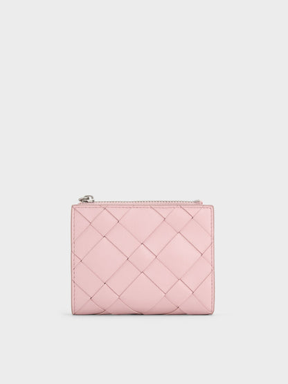 Ivette Woven Top-Zip Small Wallet - Cotton Candy Pink