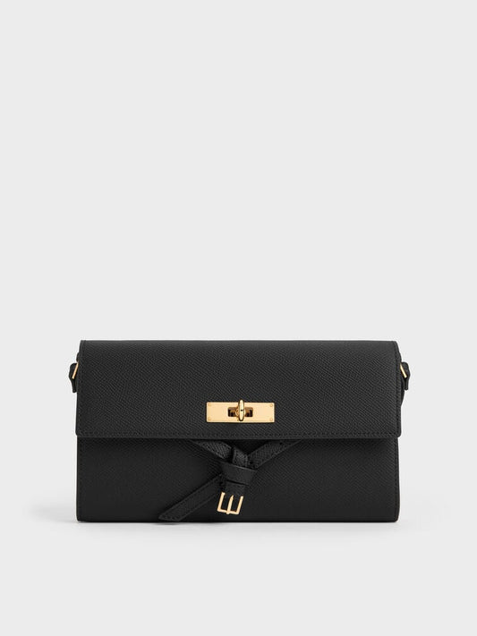 Tricha Knotted-Belt Crossbody Bag - Black