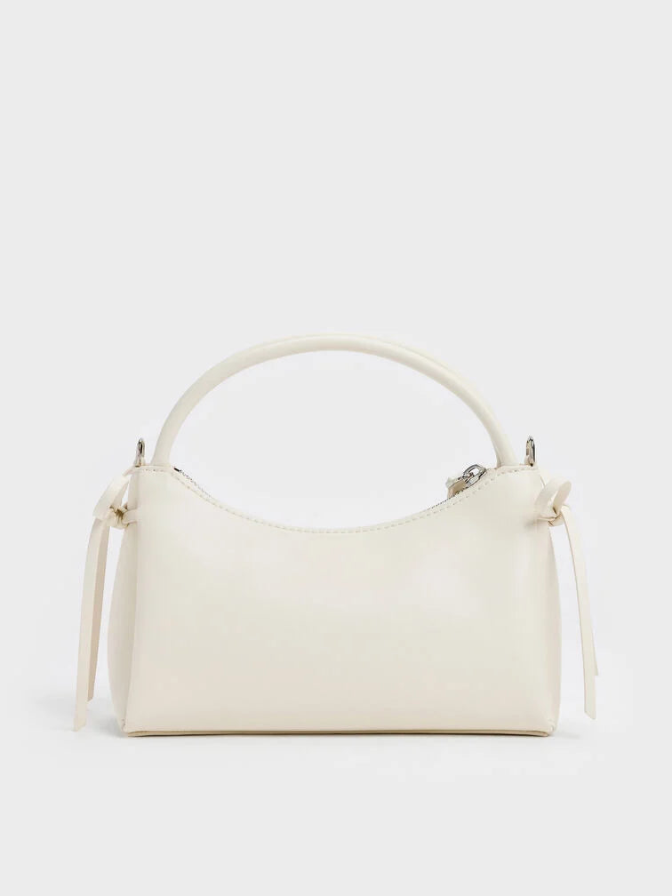 Hazel Bow Top Handle Bag - Cream