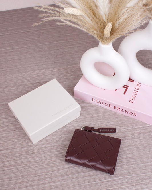 Ivette Woven Top-Zip Small Wallet - Wineberry Red