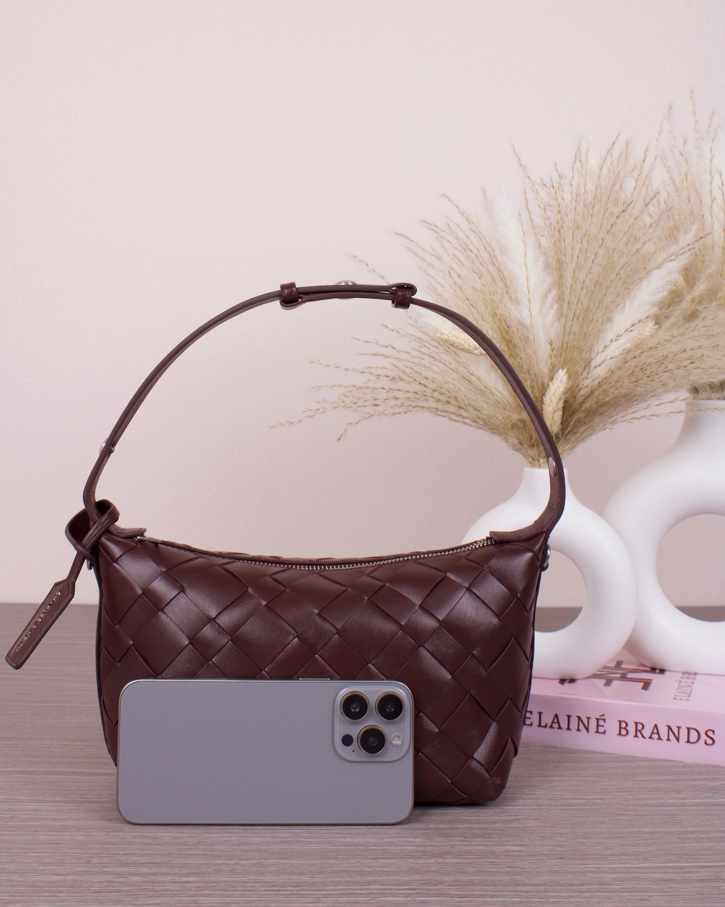 Ivette Woven Shoulder Bag - Wineberry Red