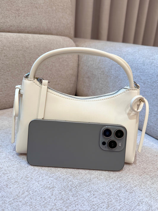 Hazel Bow Top Handle Bag - Cream
