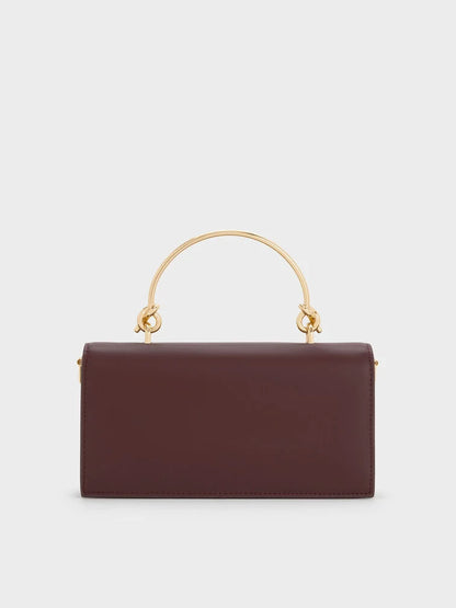 Kristine Sculptural-Handle Long Wallet - Wineberry Red