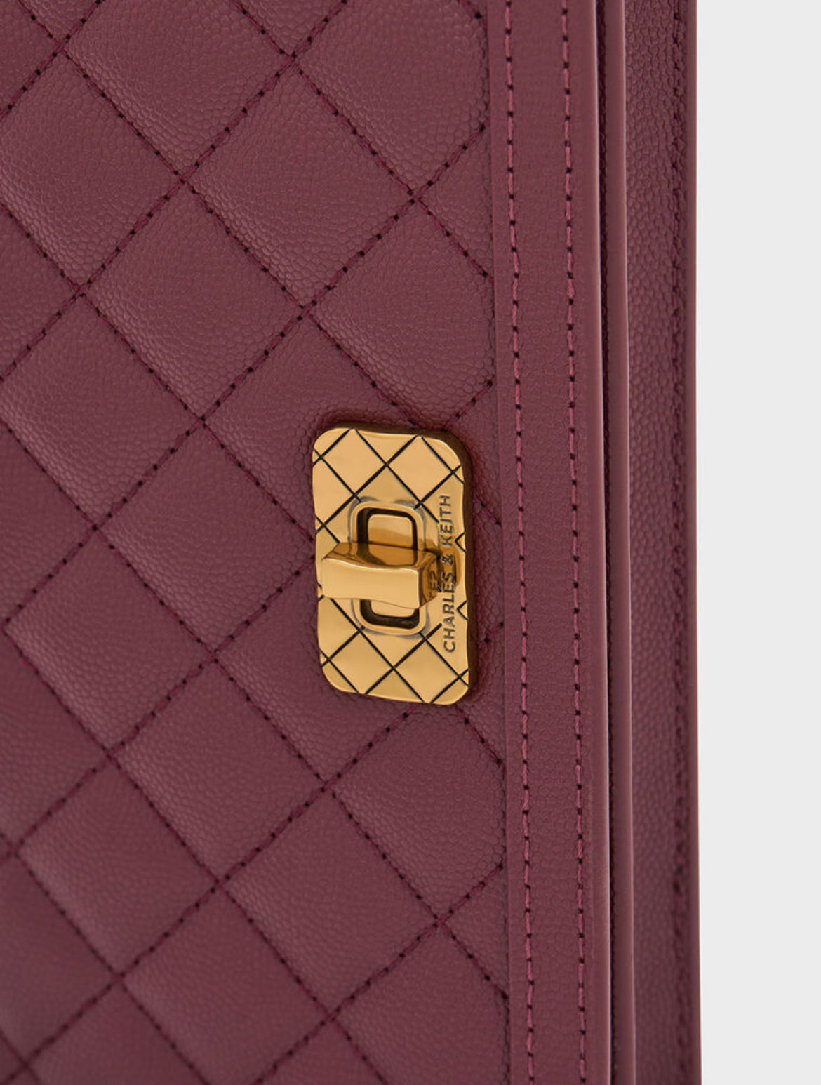 Micaela Quilted Long Wallet - Burgundy