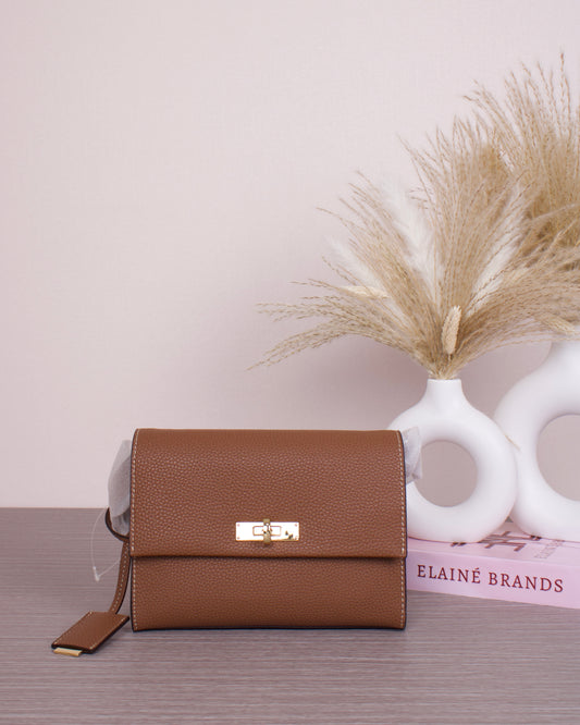 Chance Recycled Leather Turn-Lock Crossbody Bag - Chocolate