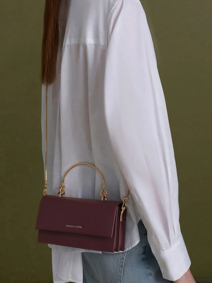 Kristine Sculptural-Handle Long Wallet - Wineberry Red