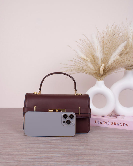 Arlet Belted Top Handle Bag - Wineberry Red