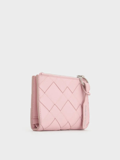 Ivette Woven Top-Zip Small Wallet - Cotton Candy Pink