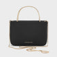 Satin Crystal-Embellished Top Handle Bag - Black