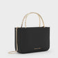 Satin Crystal-Embellished Top Handle Bag - Black