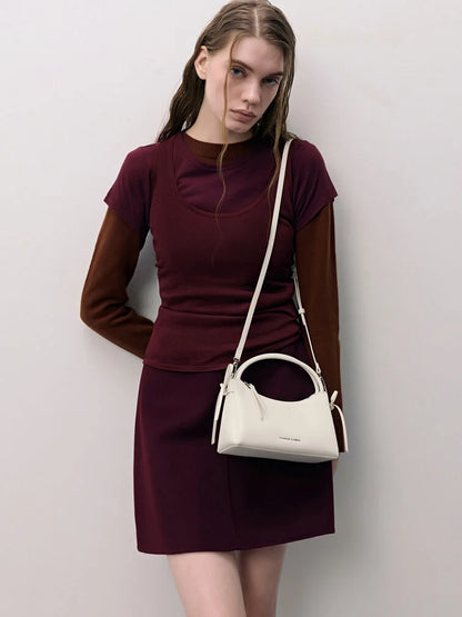 Hazel Bow Top Handle Bag - Cream