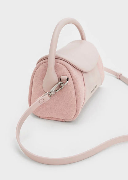 Girls' Nelly Recycled Suede Top Handle Bag - Pink