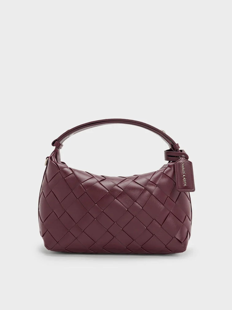 Ivette Woven Shoulder Bag - Wineberry Red