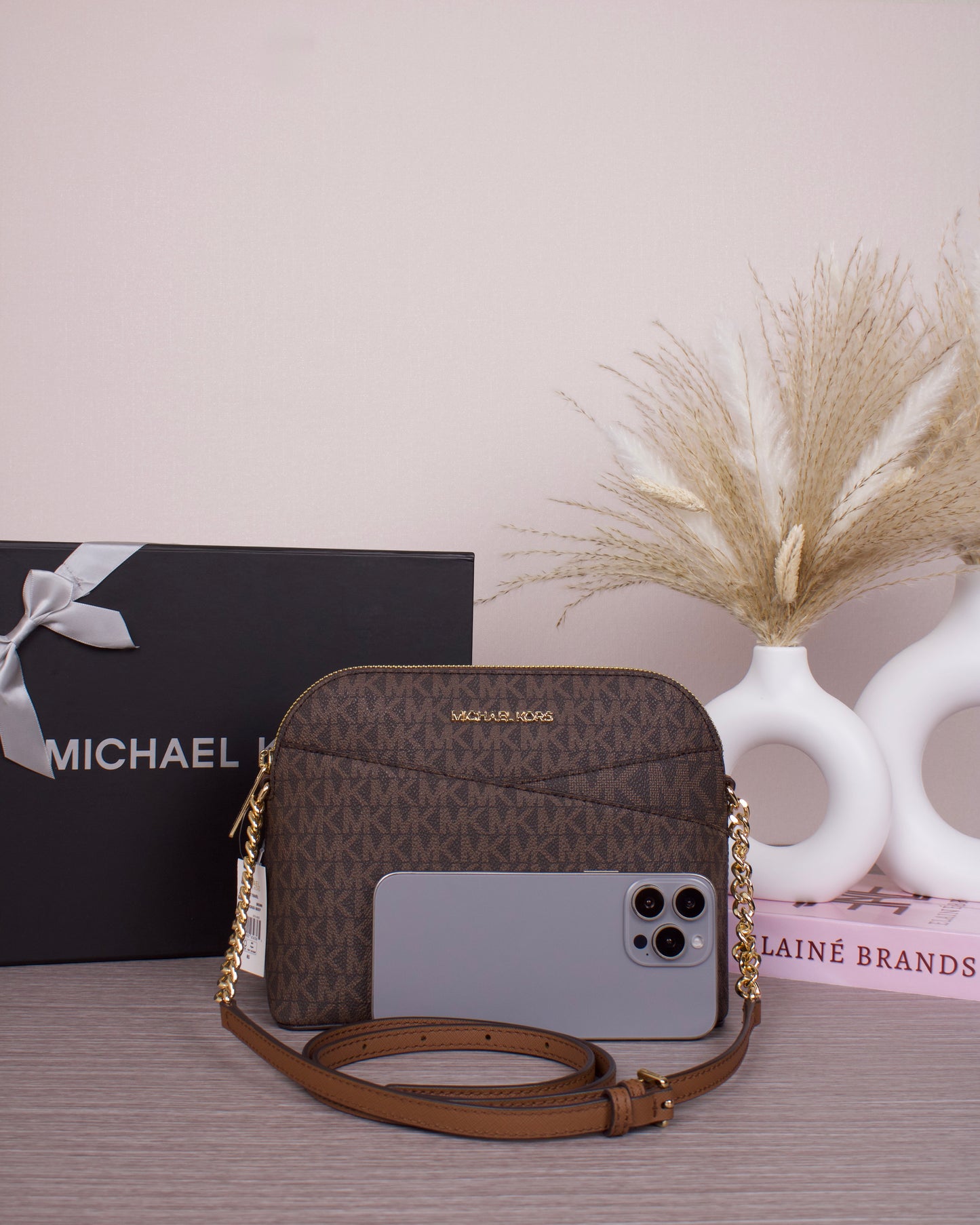 Jet Set Travel Medium Logo Dome Crossbody Bag - BROWN