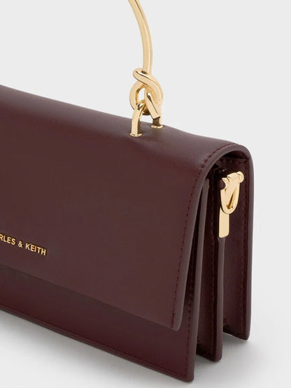 Kristine Sculptural-Handle Long Wallet - Wineberry Red