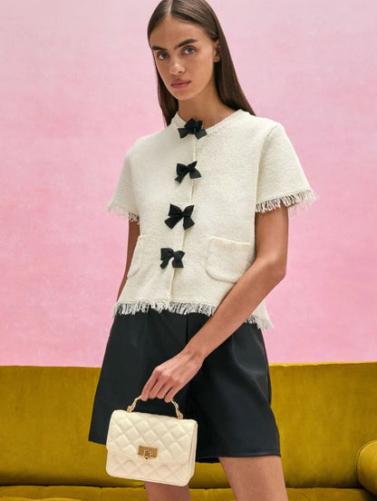 Cressida Quilted Top Handle Bag - Cream