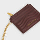 Aubrielle Stitch-Trim Zip Card Holder - Dark Chocolate