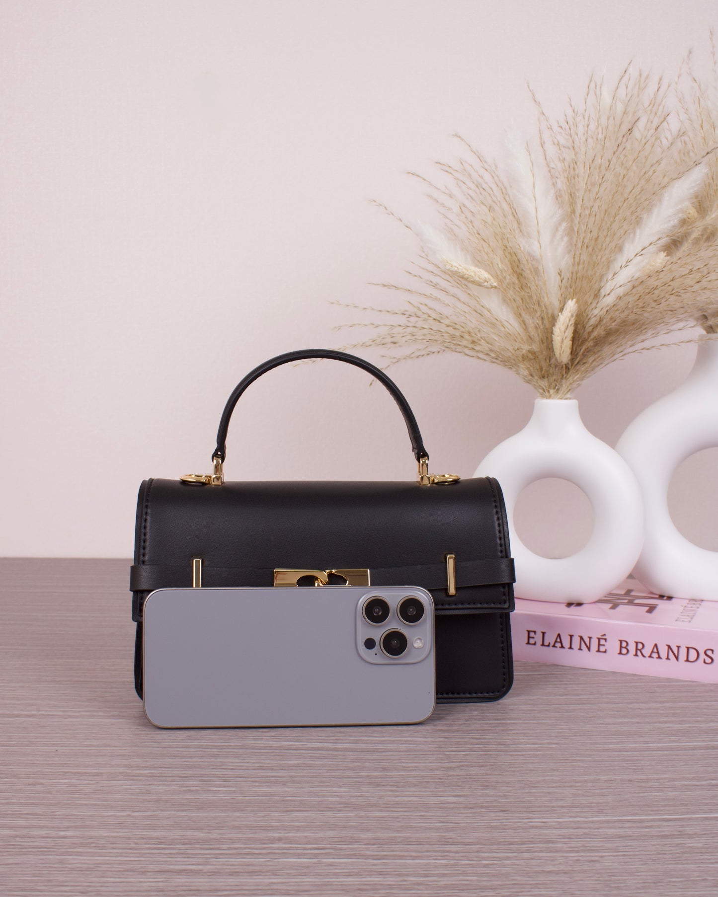 Arlet Belted Top Handle Bag - Black