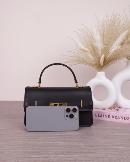 Arlet Belted Top Handle Bag - Black