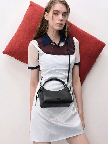 Hazel Bow Top Handle Bag - Noir