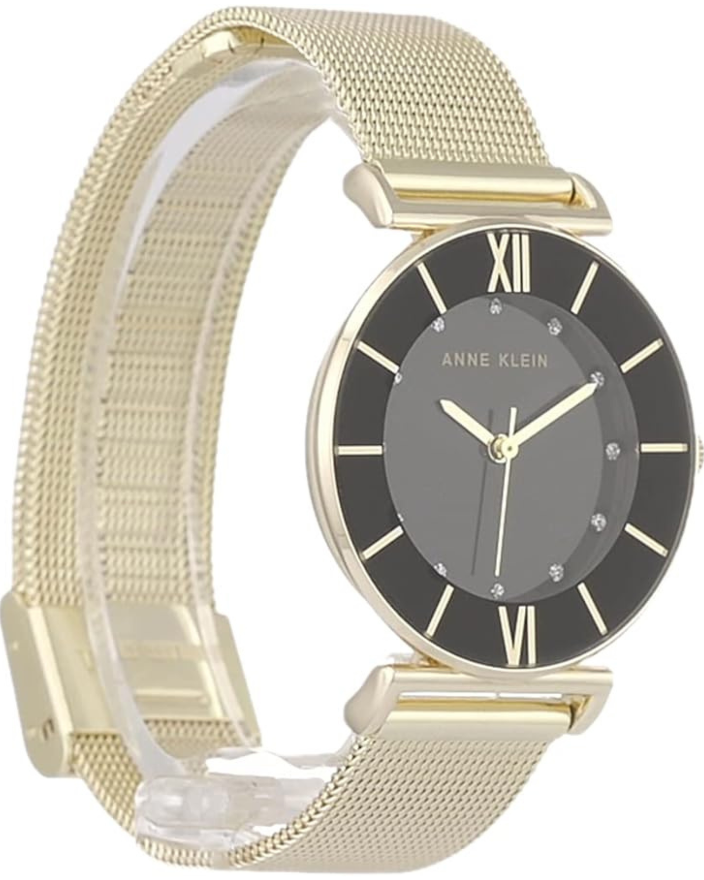 Women's Glitter Accented Mesh Bracelet Watch Gold/Black