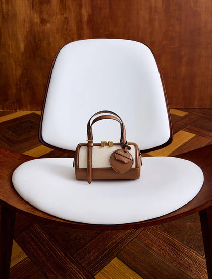 Enola Canvas Two-Tone Bowling Bag - Chocolate