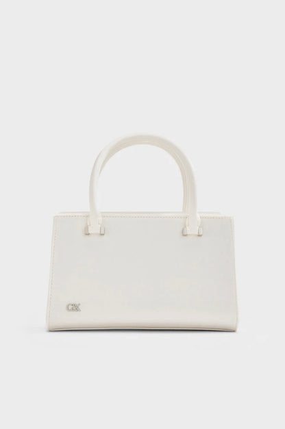 Satin Boxy Tote Bag - White