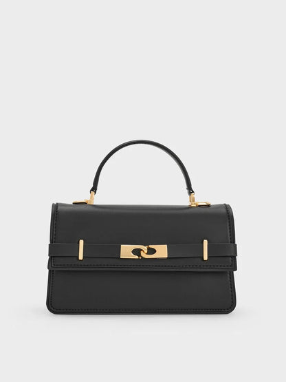 Arlet Belted Top Handle Bag - Black