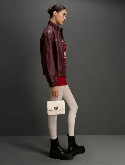 Cressida Quilted Top Handle Bag - Cream