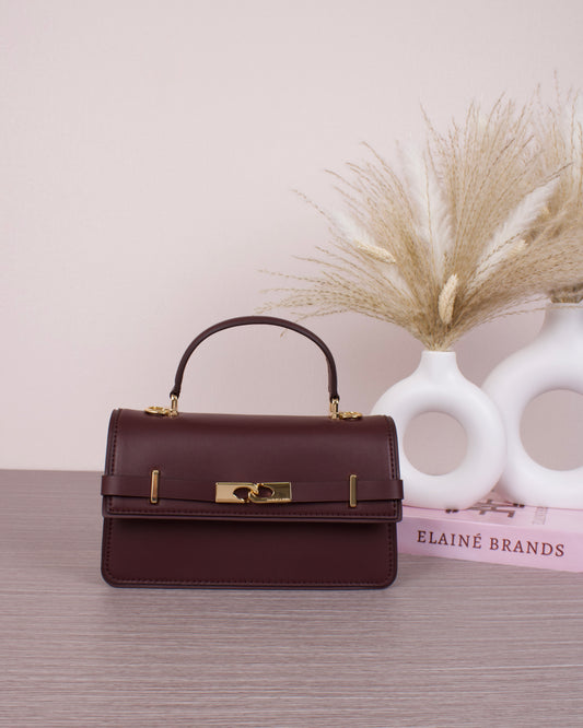 Arlet Belted Top Handle Bag - Wineberry Red
