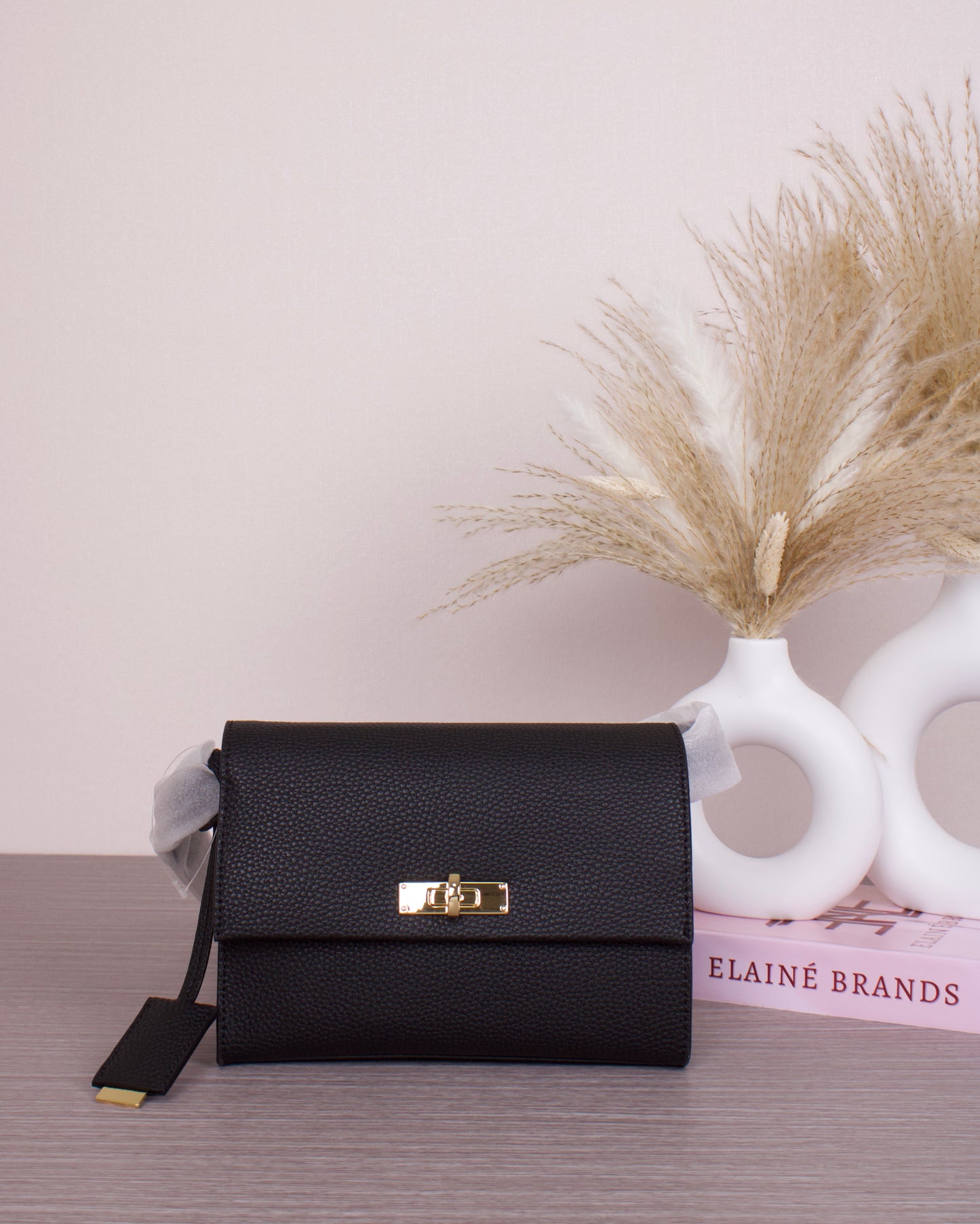 Chance Recycled Leather Turn-Lock Crossbody Bag - Black